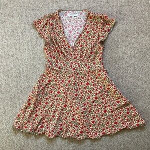 RIXO x RTR Ditsy Trail Cream Floral Flutter Sleeve Mini Dress